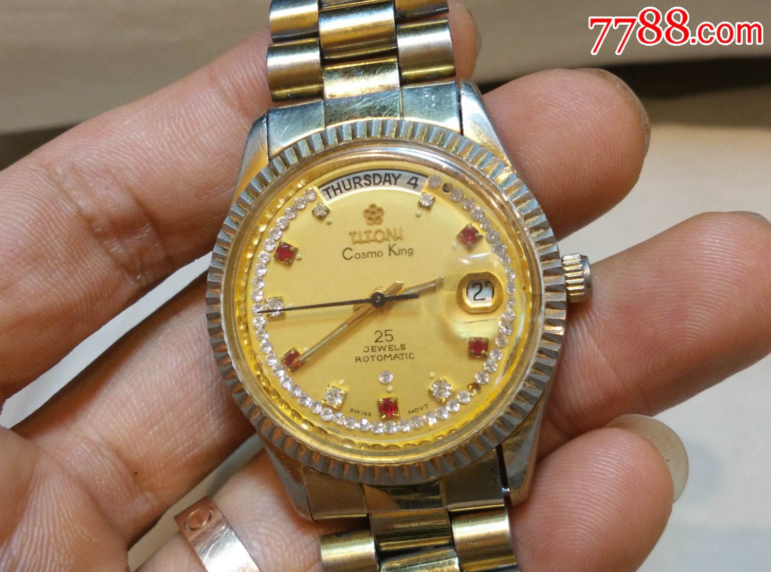 低售块,少见双历全自动包金梅花王表一块!2834精磨定秒机芯!