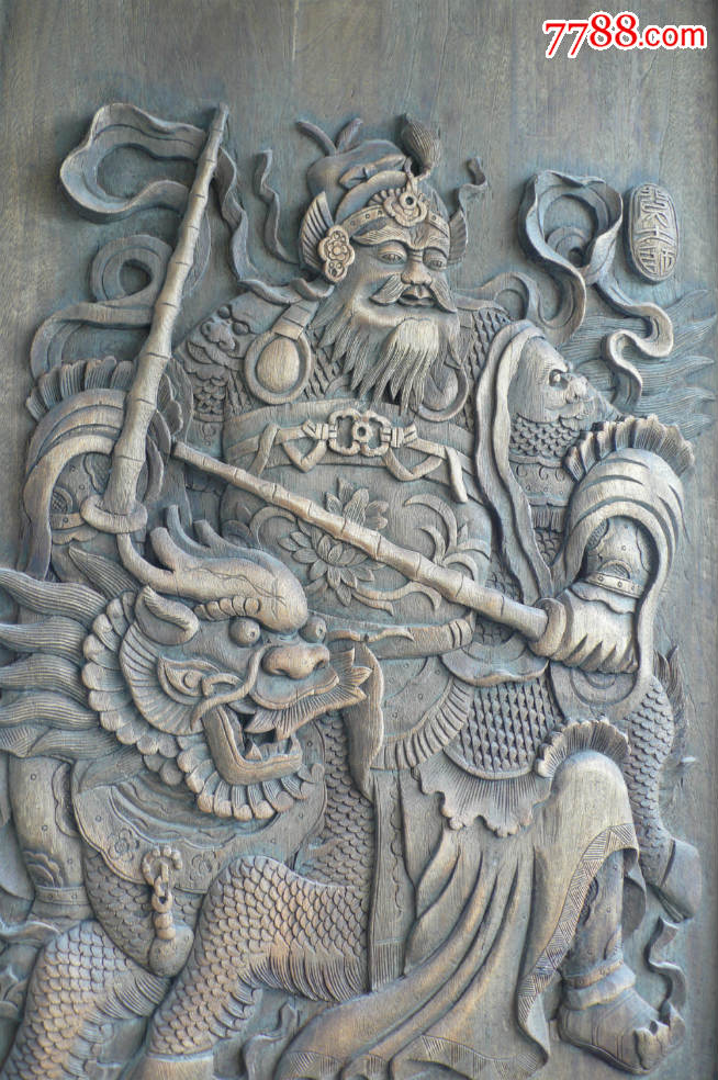 浮雕木刻秦叔宝,尉迟恭(一对)