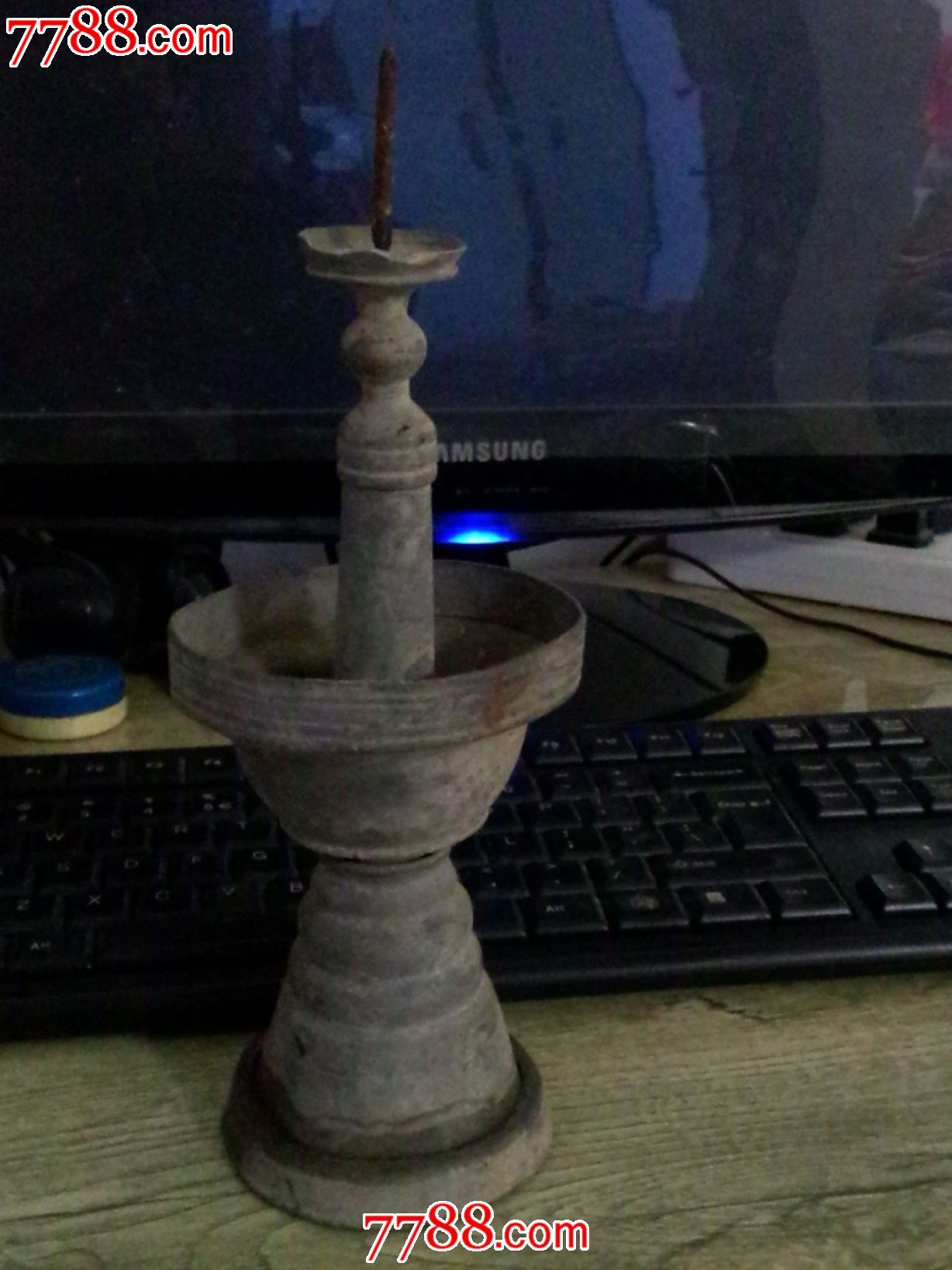 清代老锡蜡台一支