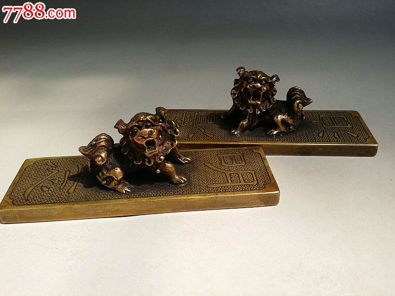 古玩古董杂项清代老物件天顺成精工老铜器镇纸镇尺事事如意摆件