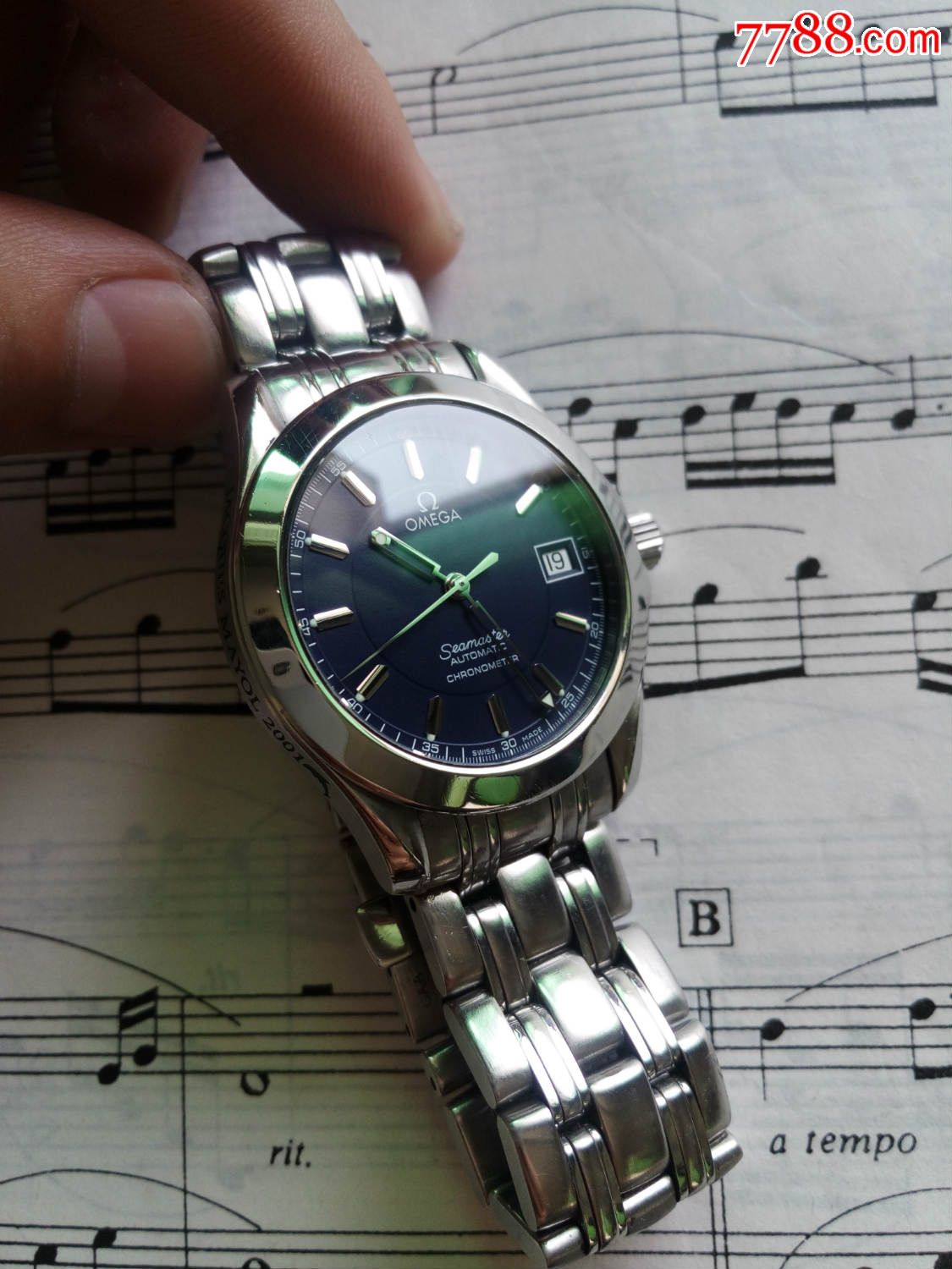 欧米茄自动机械中海马蓝盘限量版中海马jacquesmayol2001