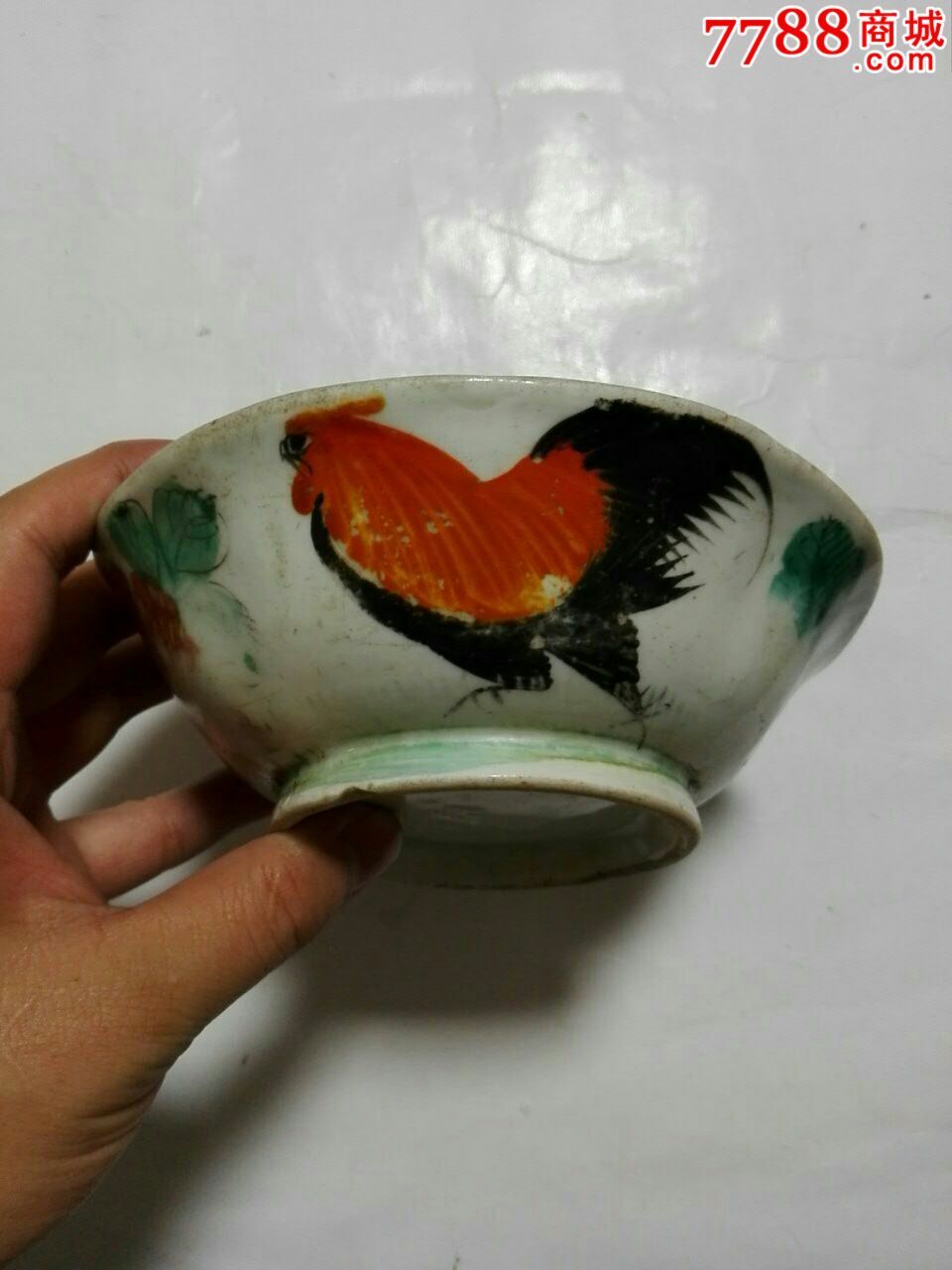 民国五彩八角鸡公碗