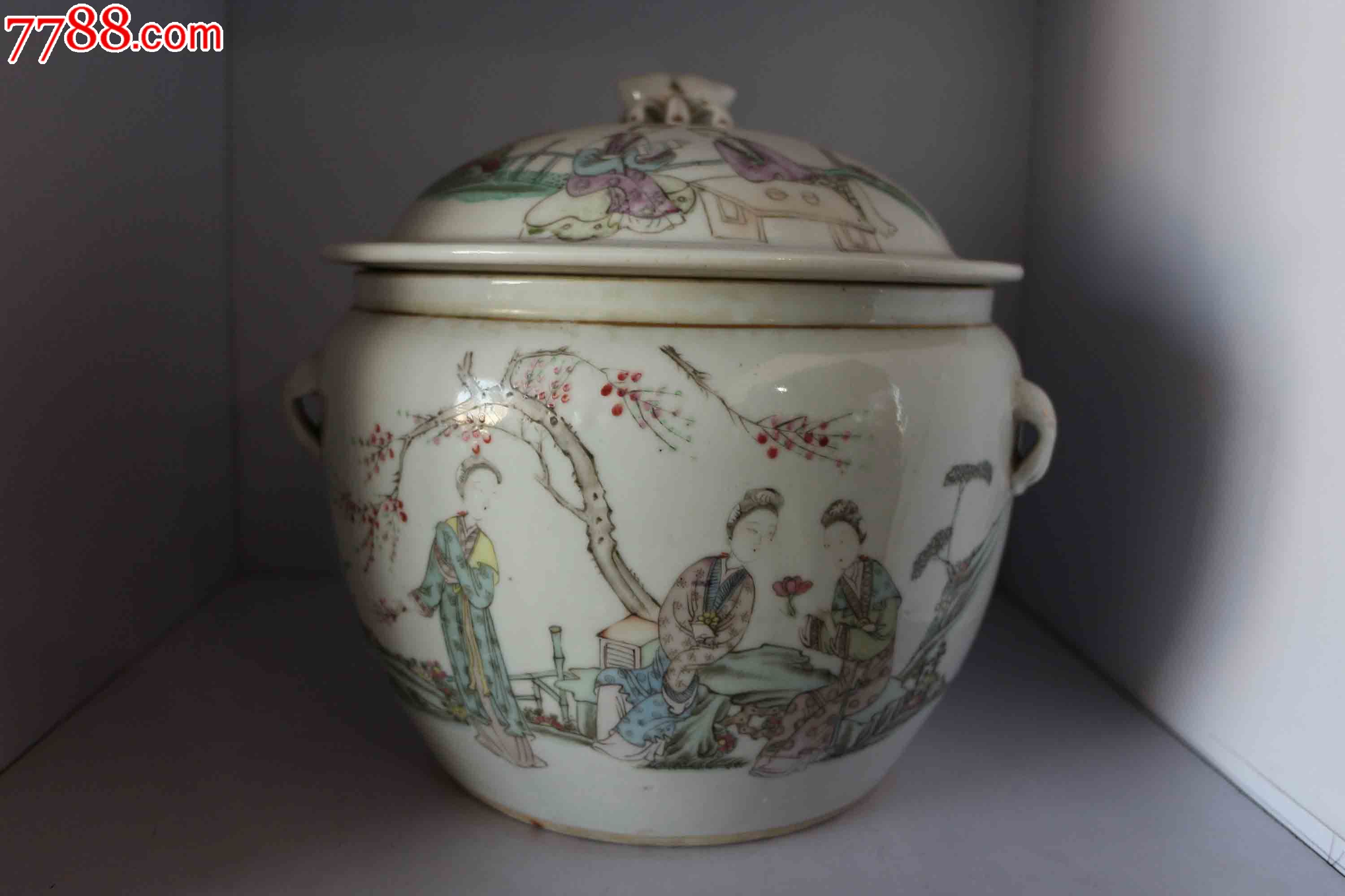 民国浅绛彩粥罐