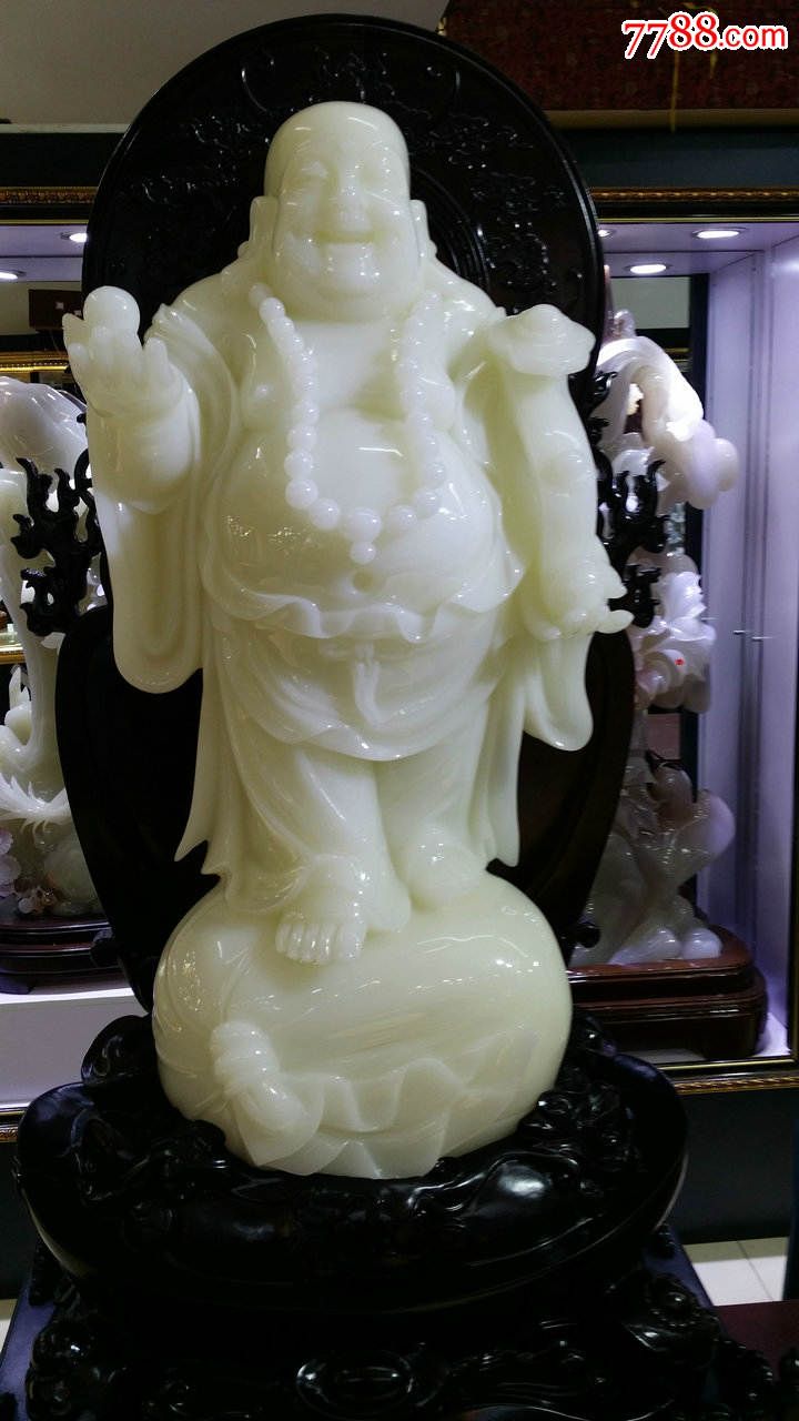 纯正精品白玉巴玉弥勒佛高一米一_价格元_第1张_77