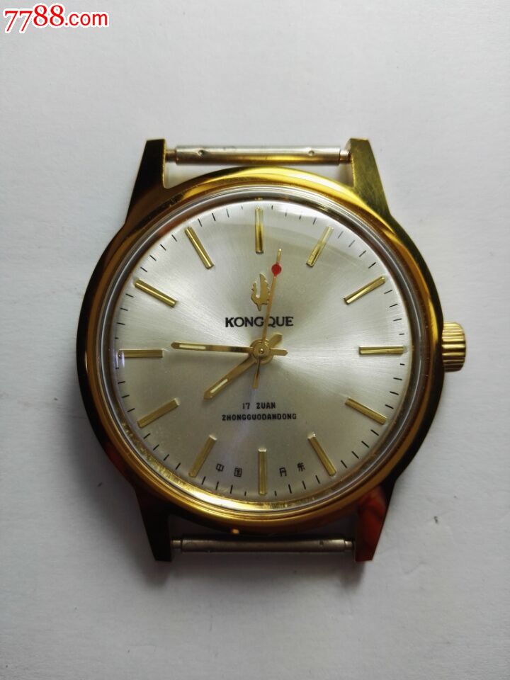 国产孔雀机械手表手上弦全金色库存全新