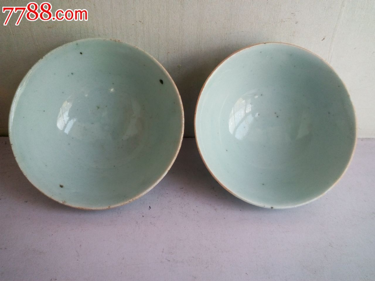 极其少见清代豆青釉茶碗贡碗青瓷秘色瓷一流品相完好包老包真