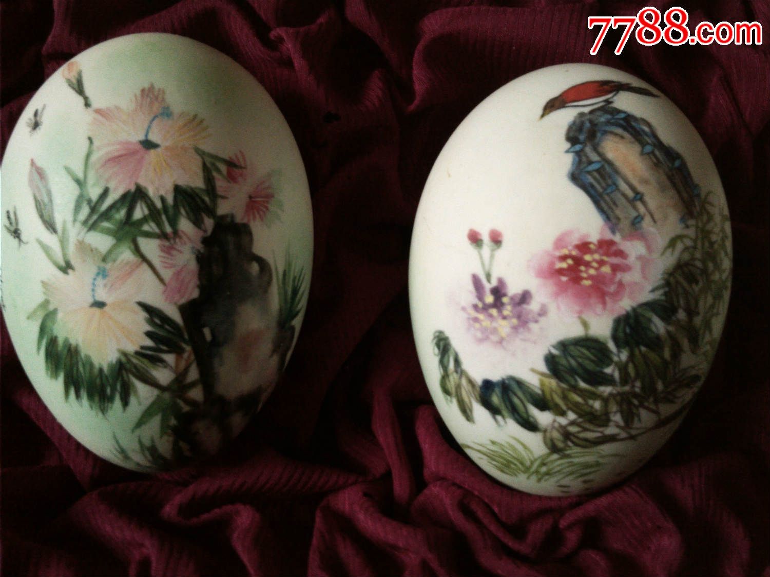 文革手绘彩蛋画,彩蛋/蛋壳贴画,彩蛋,文革(67-76),花鸟_第1张_7788