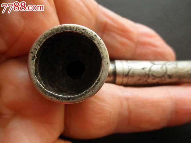 清代/民国/烟具---清末民初满工银质烟袋锅(稀有)