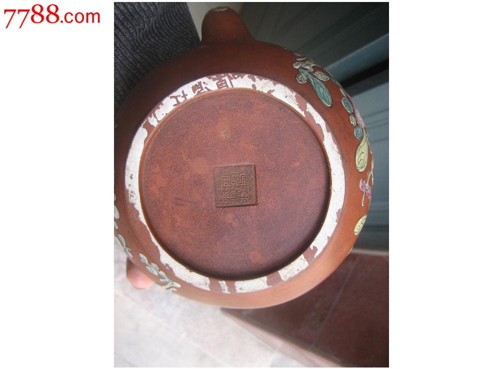 清代名家邵友廷加彩蝴蝶花卉紫砂壶铜提梁饱满造型宜兴紫砂名壶