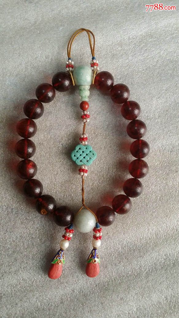 老琥珀整套原装十八子手珠朝珠一套珠子17mm