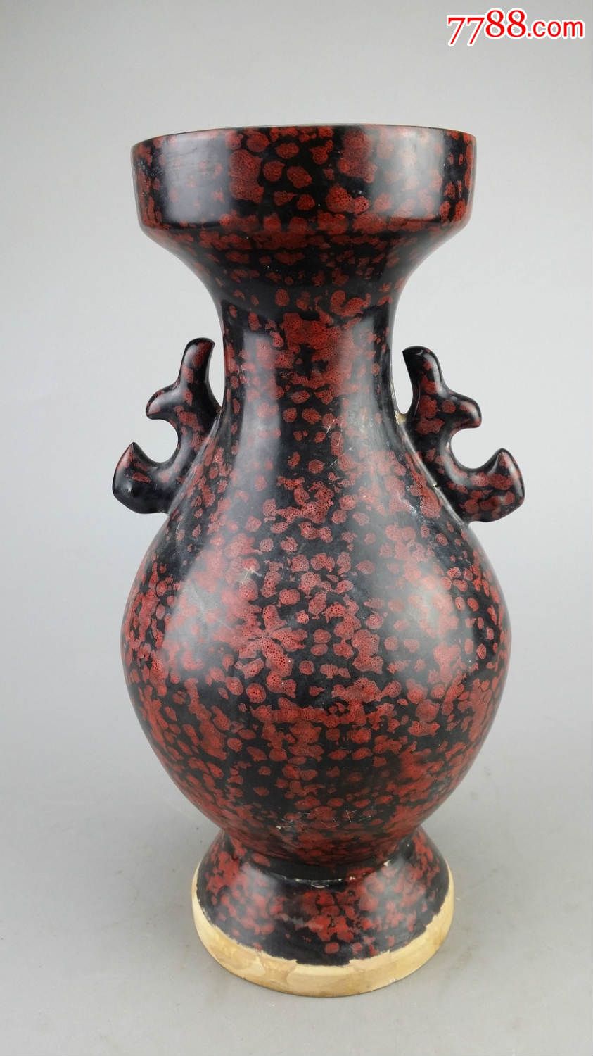 双耳花釉瓷瓶瓷器编0677