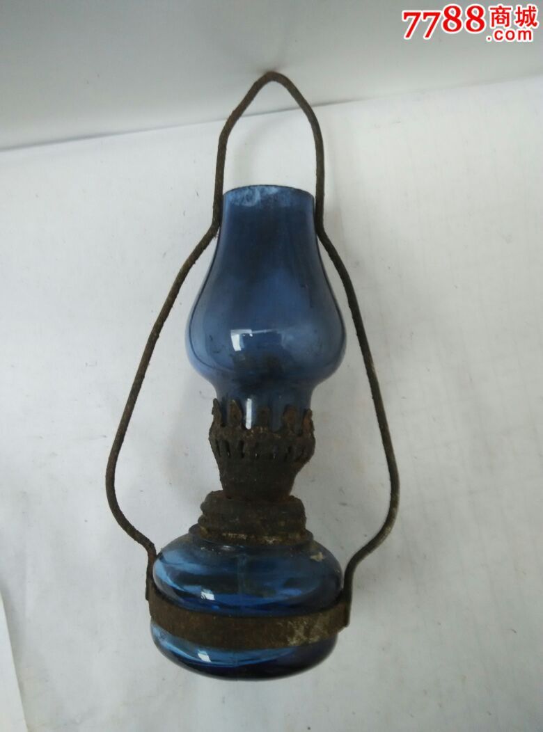 清代蓝玻鸦片灯