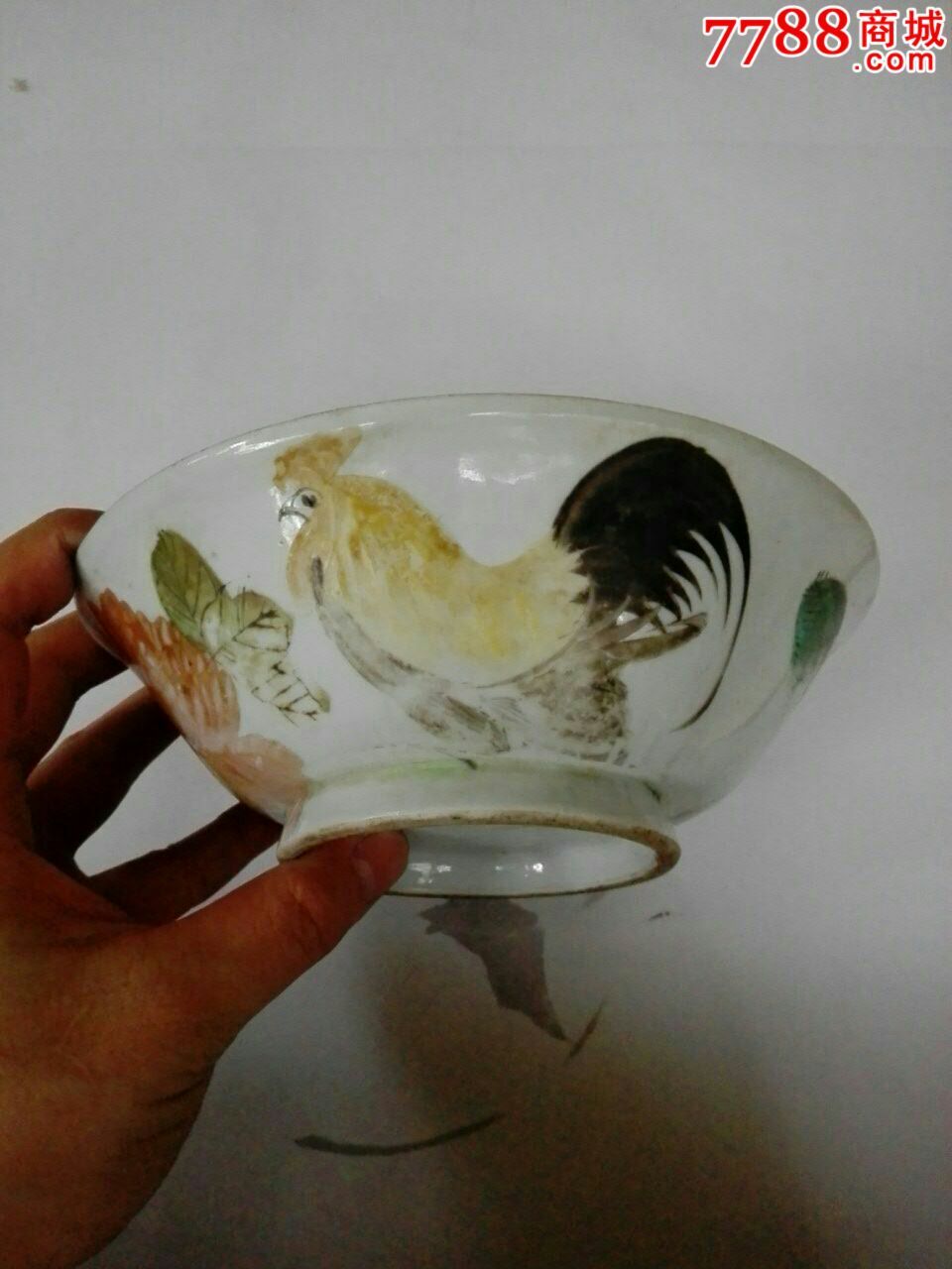 民国五彩鸡公碗