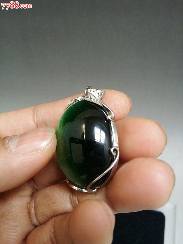 古董古玩杂项清代天然老宝石绿宝石吊坠挂件佩戴精品