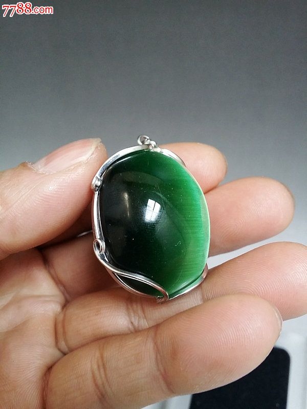 古董古玩杂项清代天然老宝石绿宝石吊坠挂件佩戴精品