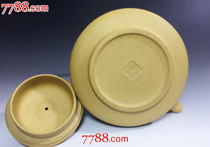 名家李玲全手工段泥活环竹节提梁紫砂壶