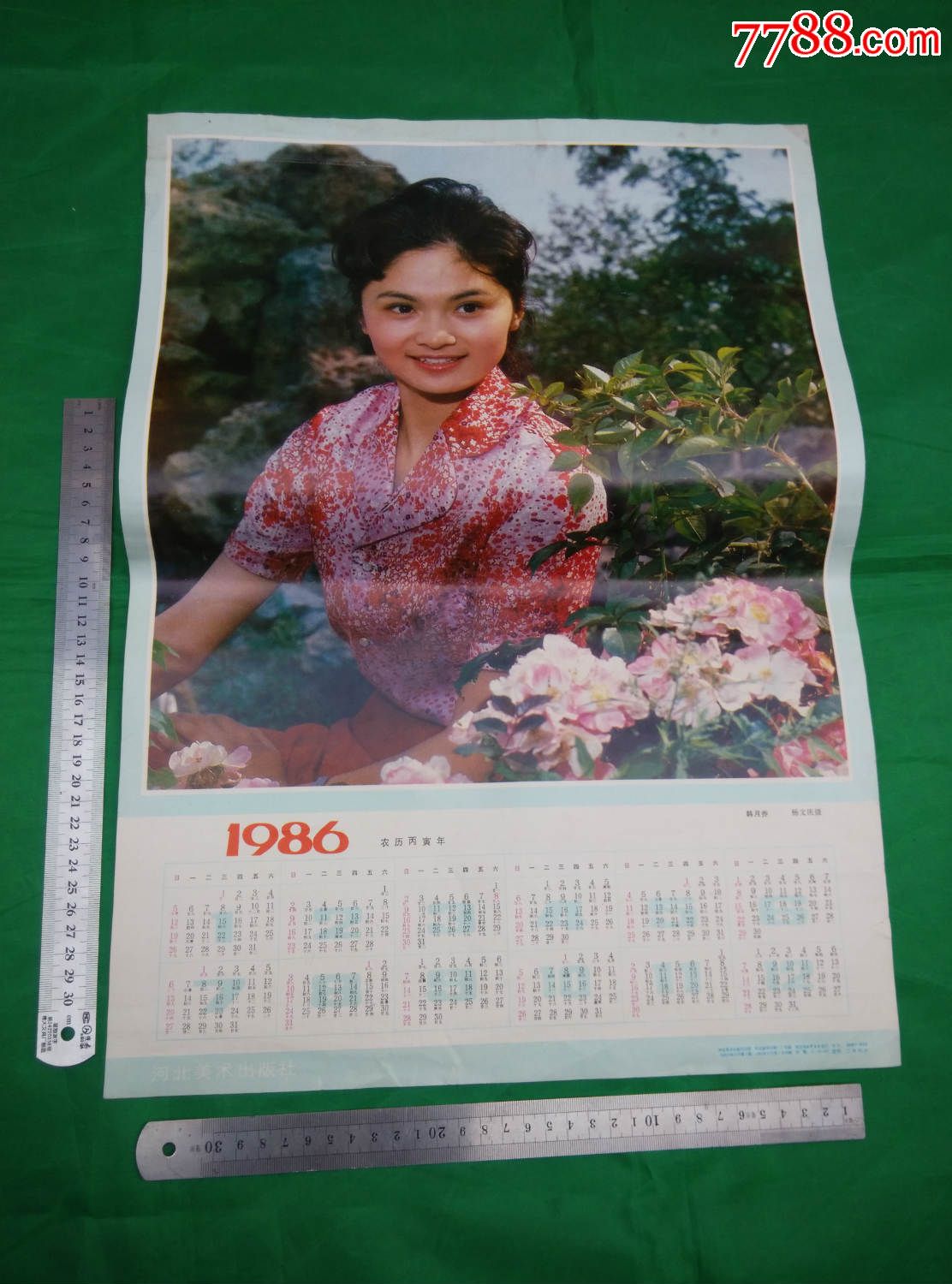 86年农历;韩月乔;杨文庆摄;85年一版一印河北美术出版社出版_挂历