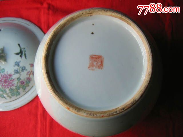 民国粉彩瓷绘名家程和顺作品粉彩花鸟纹粥罐(包老)