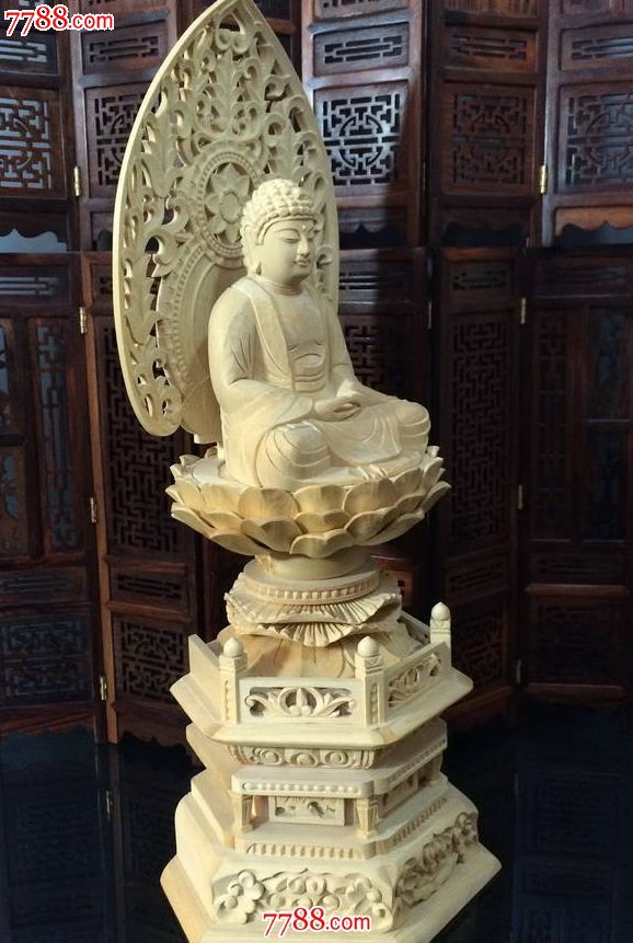 【精品精雕】经典苏工黄杨木精雕莲座佛像