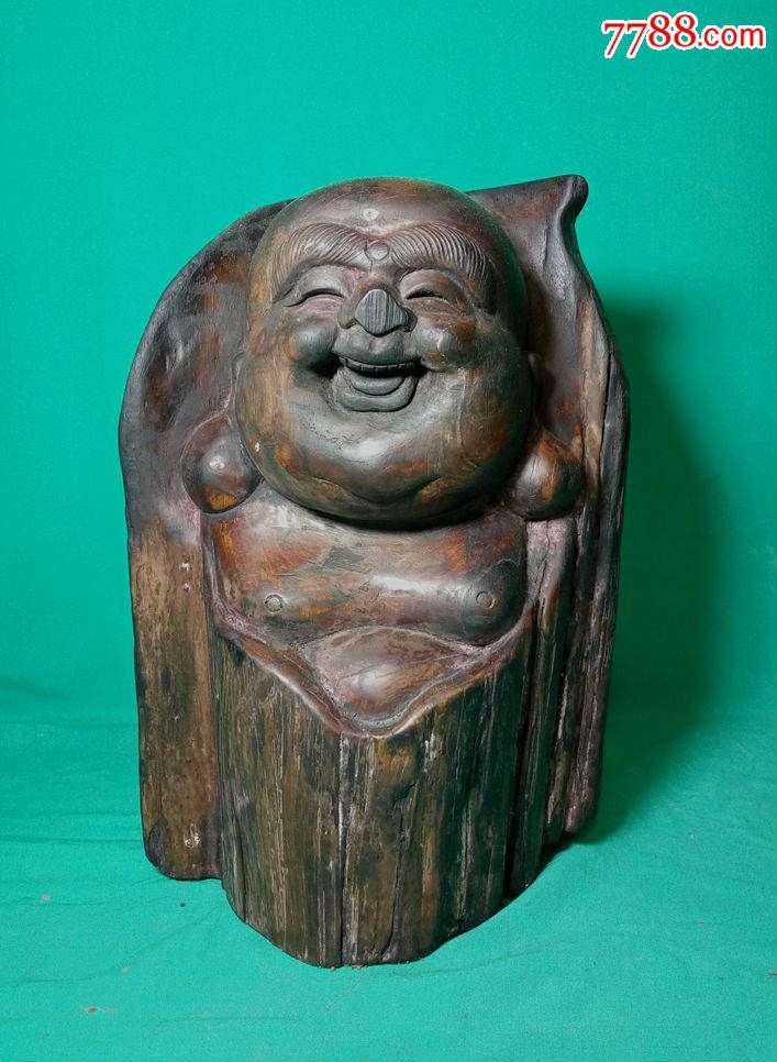 清末民国木雕根雕弥勒佛摆件