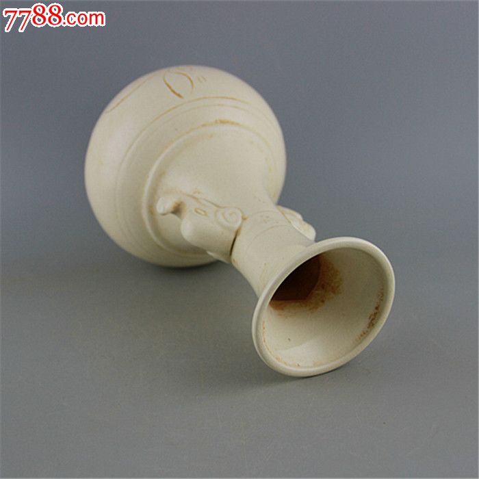 宋定窑白釉开片刻花象耳瓶-价格:1600元-se34704597-单色白瓷-零售