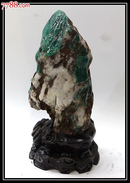 四川绿金石篆刻奇石原石头雅安绿翡翠绿西安绿西安翠摆件01