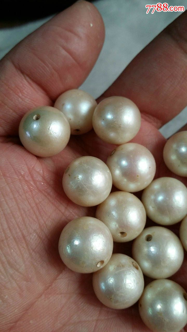 超大正圆老件纯天然老件珍珠难得大珍珠15.5mm18颗
