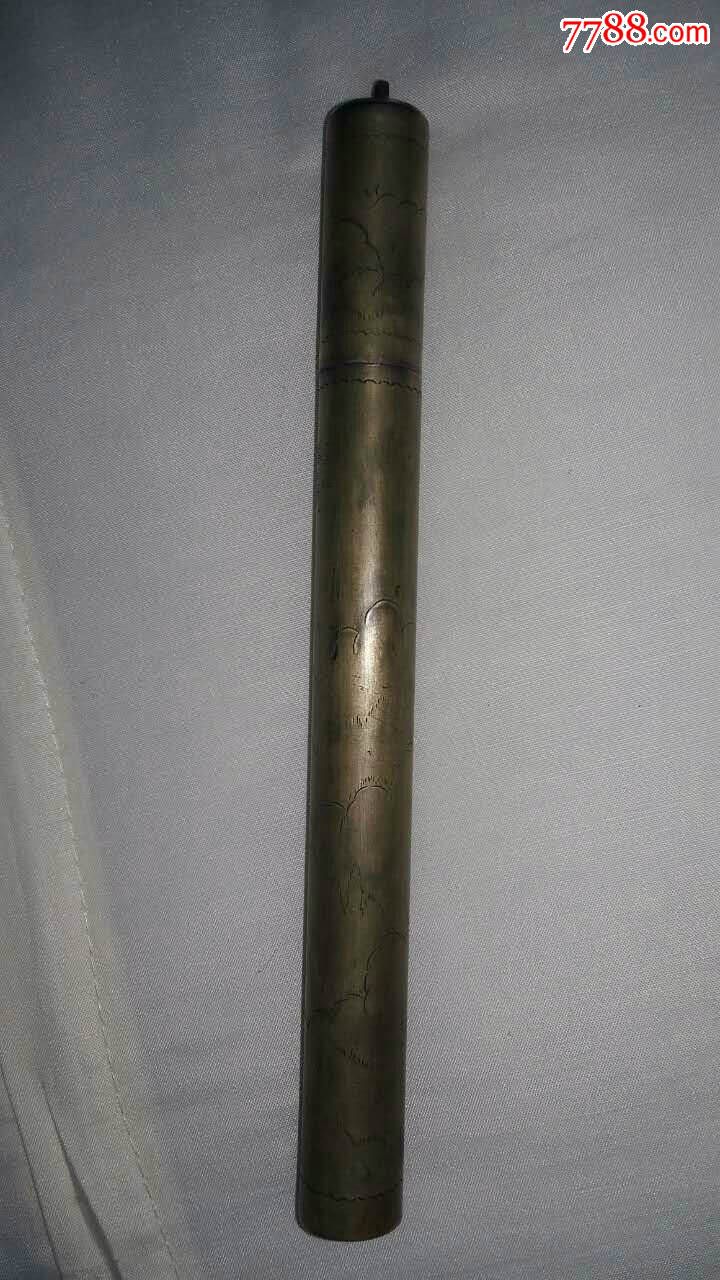 清代铜刻花香筒