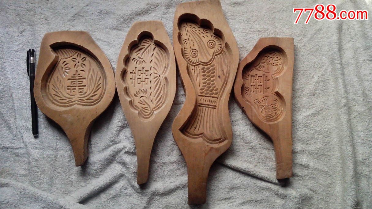 解放后手工雕刻模具月饼模具食品饽饽磕子卡子个头大收藏民风民俗