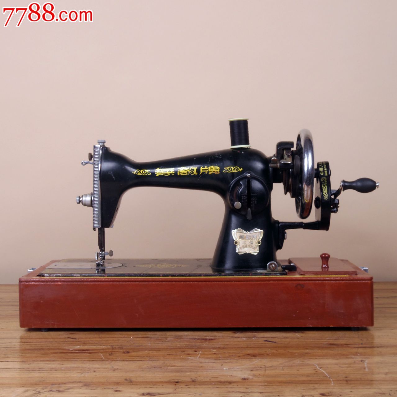 老物件国产无敌牌手摇缝纫机上海协昌缝纫机厂8品带箱