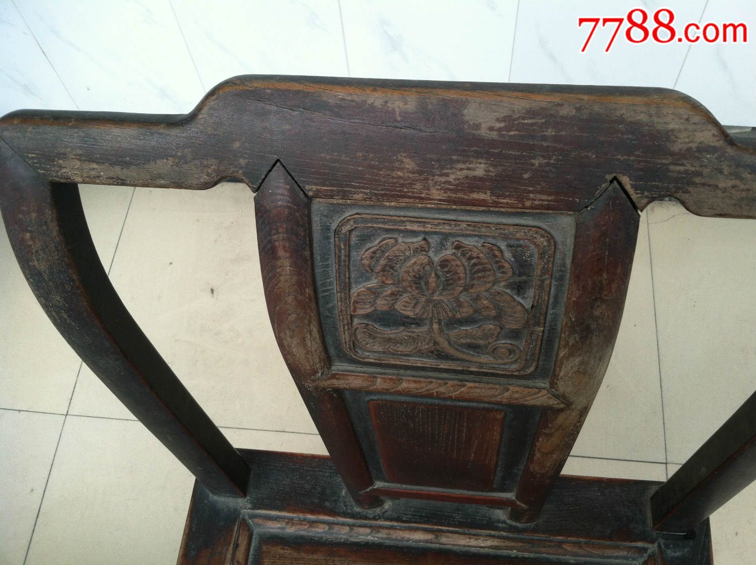 苏作清代榉木老文旦椅靠背椅一对