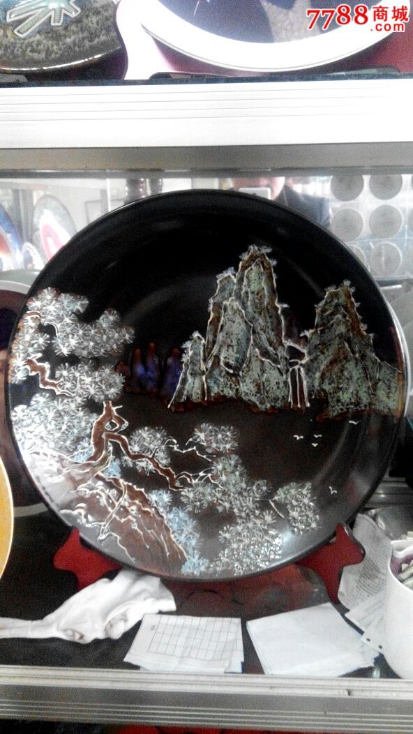 淄博唯一窑变釉高温手工彩绘瓷__40cm盘