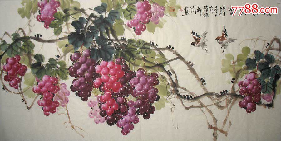 国画纯手工实力画家黄山川四尺花鸟牡丹(硕果飘香)1824