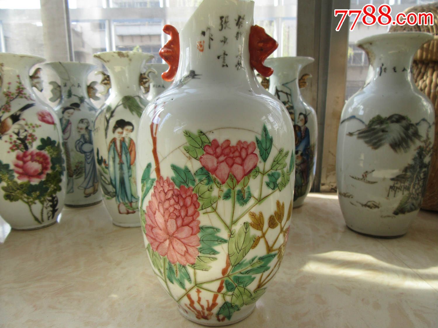 清代光绪大名家子英张少云浅绛彩花鸟瓶