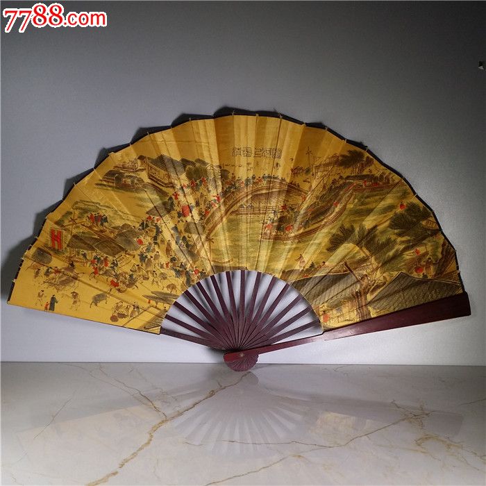 折扇扇子清明上河图挂件陈设摆放