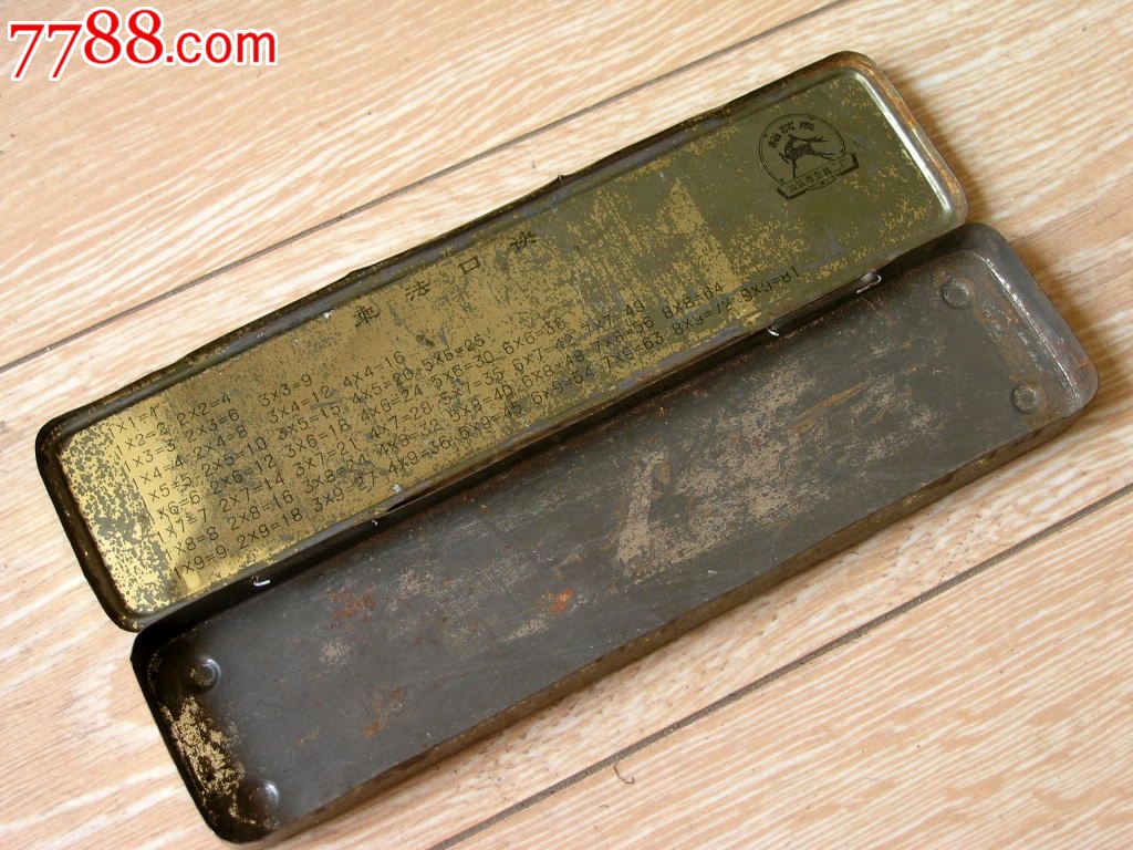 怀旧老国货收藏160401-60年代金猴闹春铁皮文具盒带口诀