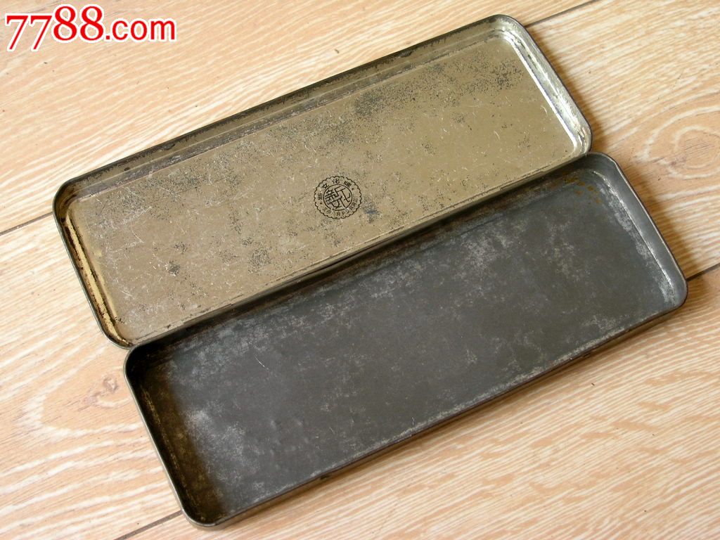 怀旧老国货收藏160402-60年代新文化牌竹林仕女铁皮文具盒