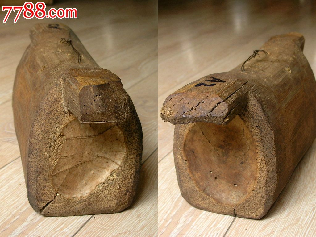 馬幫遺舊1604a2-邊疆早期特大號手工竹製放牧雙耳方形鈴鐺34cm