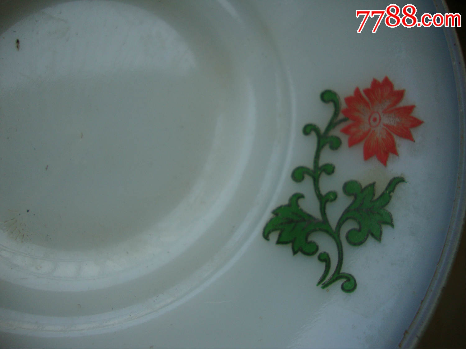 完整解放前后出口创汇手绘花卉图雪花牌老琉璃盘子