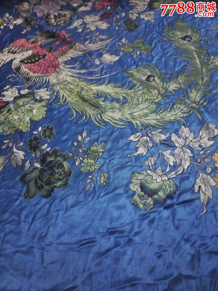 杭州丝绸一一凤穿牡丹(被面),杭绣画,文革期间(1967年-1976年),花鸟