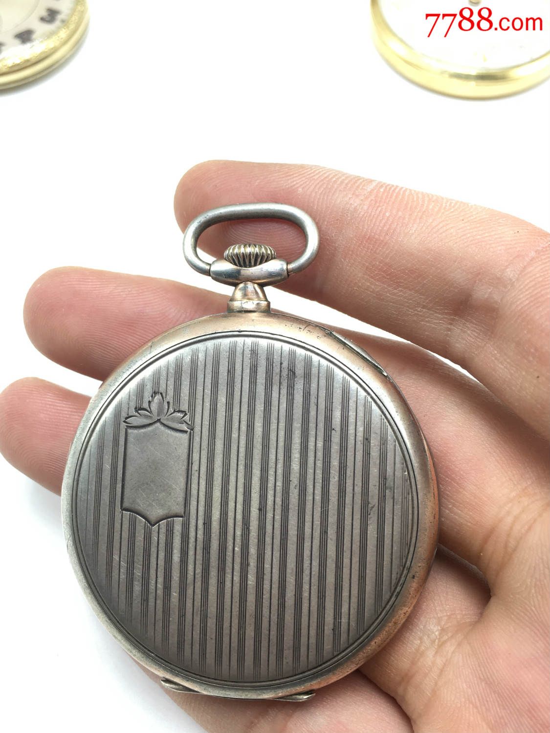 瑞士西马纯银雕花古董老怀表正常走时直径49mm!