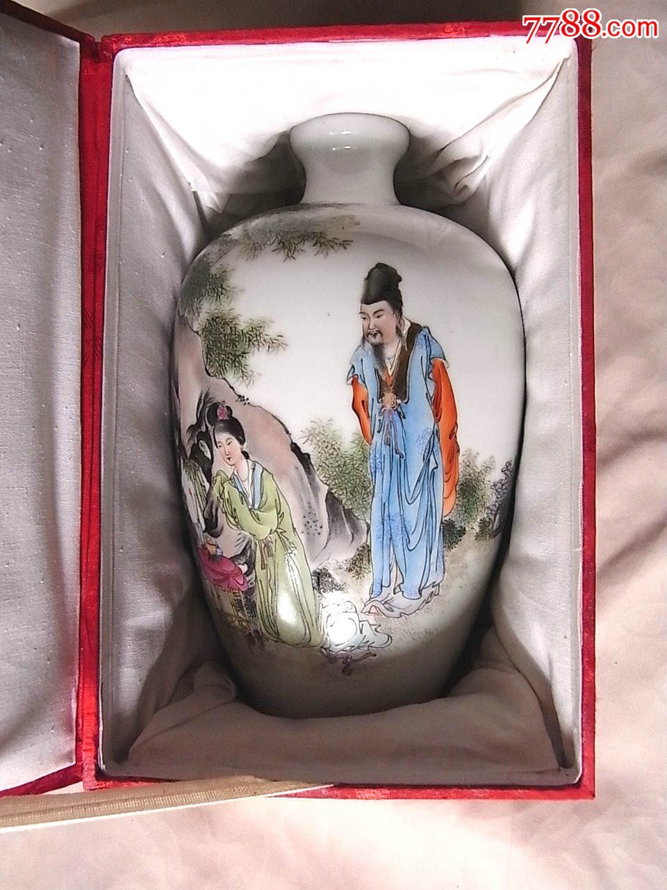 回流全品原锦盒装"希平草庐"款粉彩人物花瓶