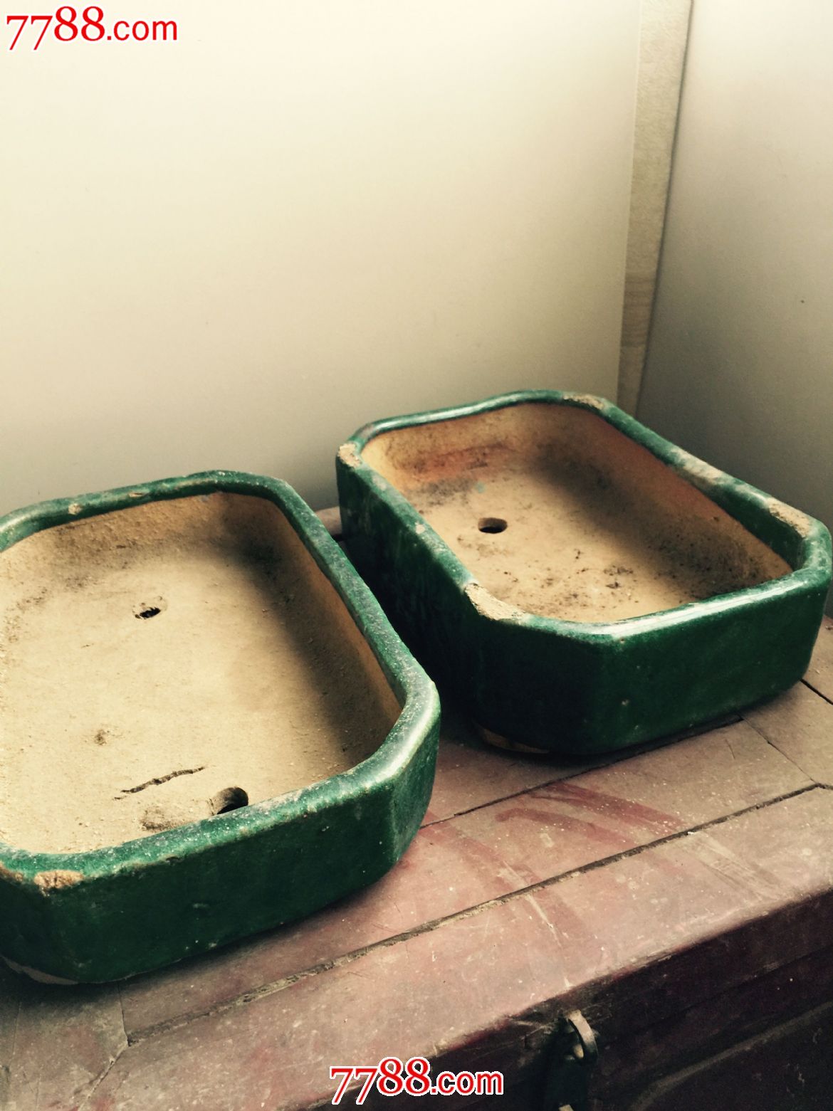 民国华宁窑花盆一对保真包老