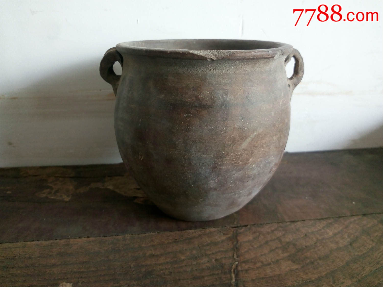 民国瓷器真品民国袖珍型双耳老陶罐瓷器完整古玩摆件包老包真