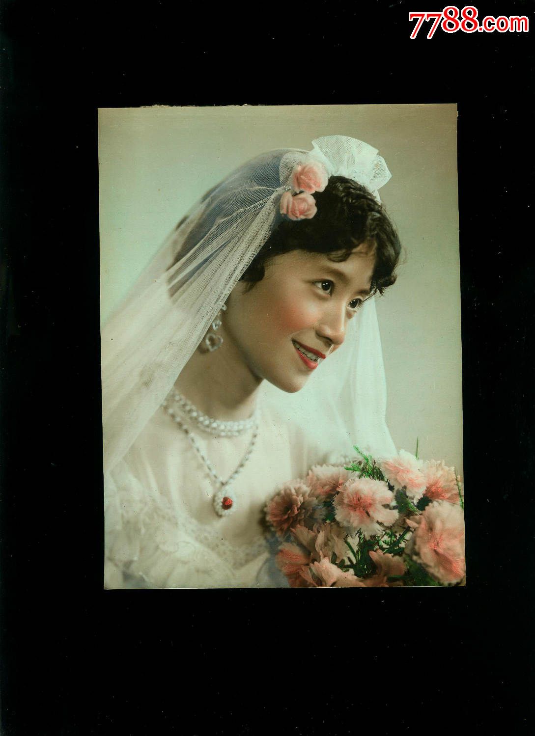 手工上色结婚老照片(美女婚纱照),19厘米x15厘米