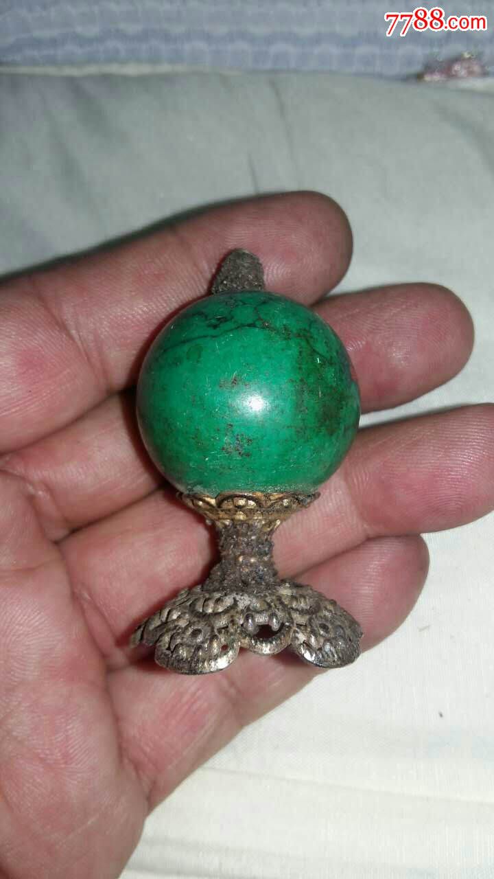 清代老绿料帽顶