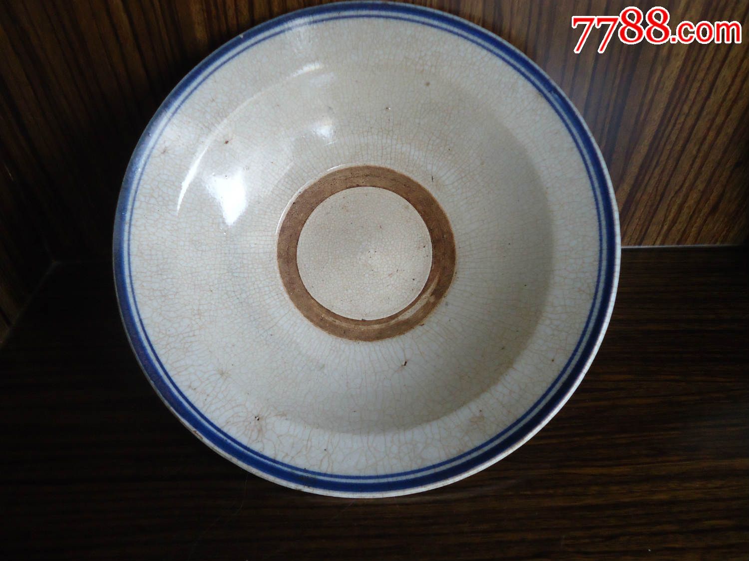 全品清末民国青花山水纹浅口大碗