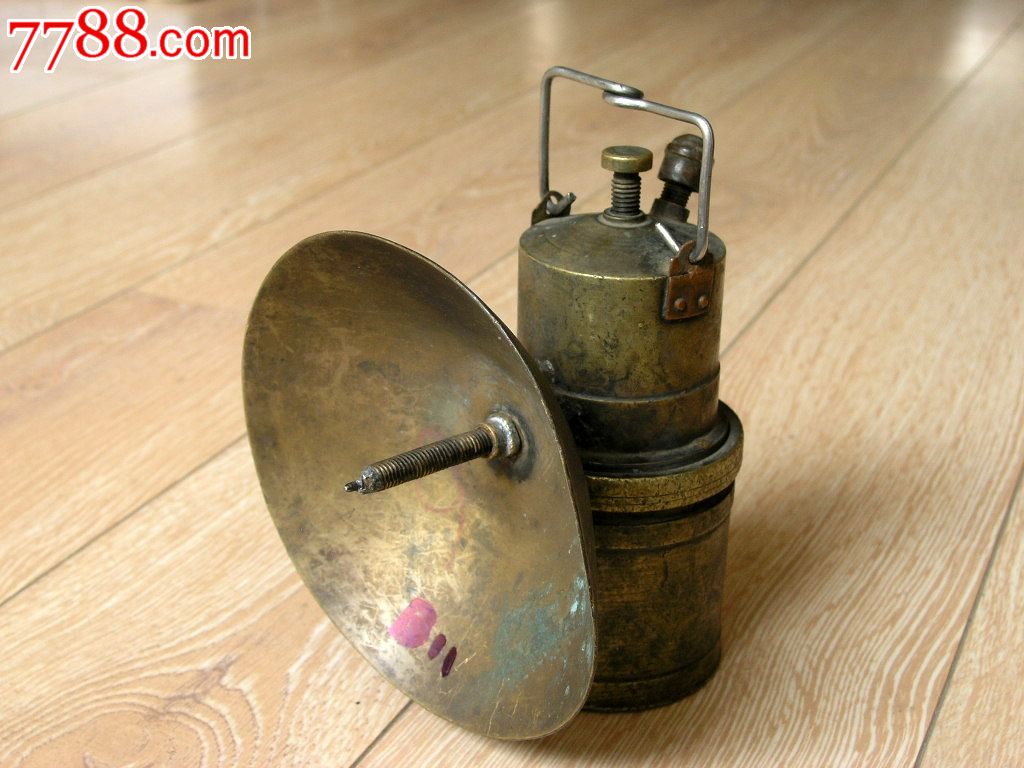 怀旧收藏1605b11-民国修滇越铁路时用全铜厚料煤石灯电石灯-大盘