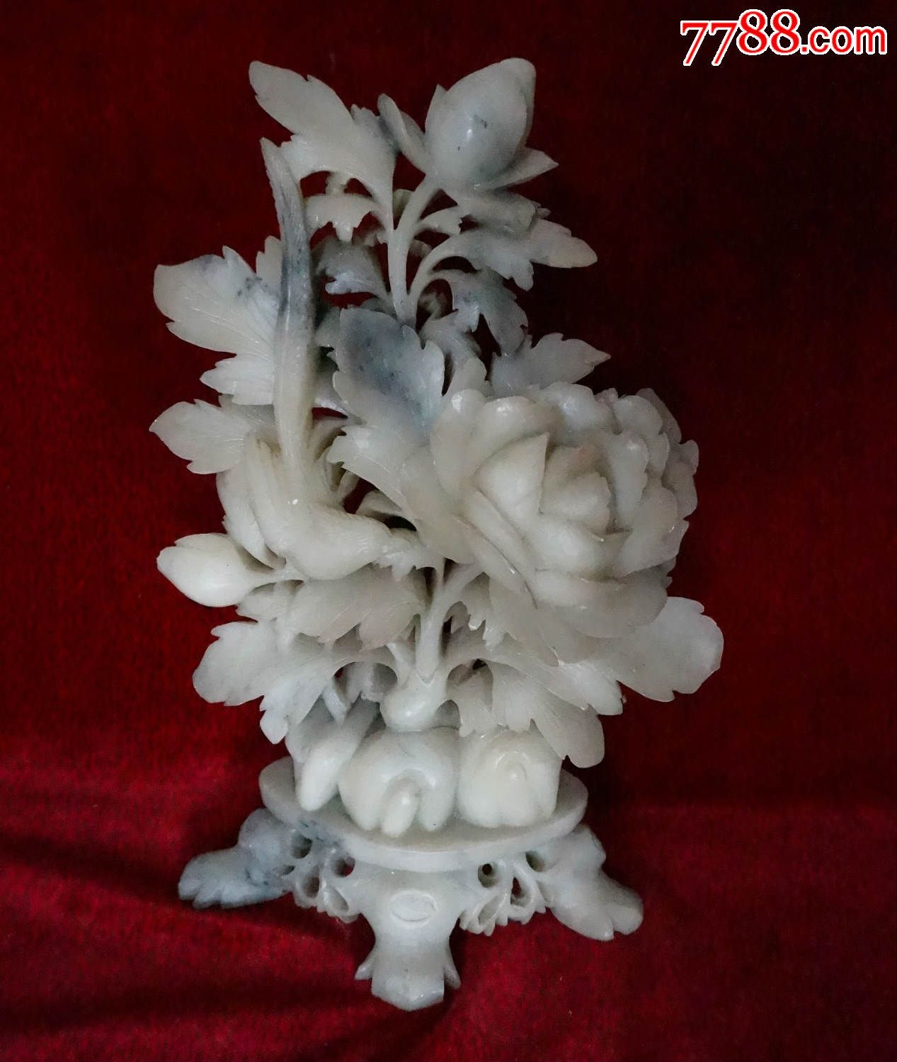 花开富贵喜鹊牡丹-山东莱州玉雕摆件_其他玉石/玉器_山东宝源斋【7788