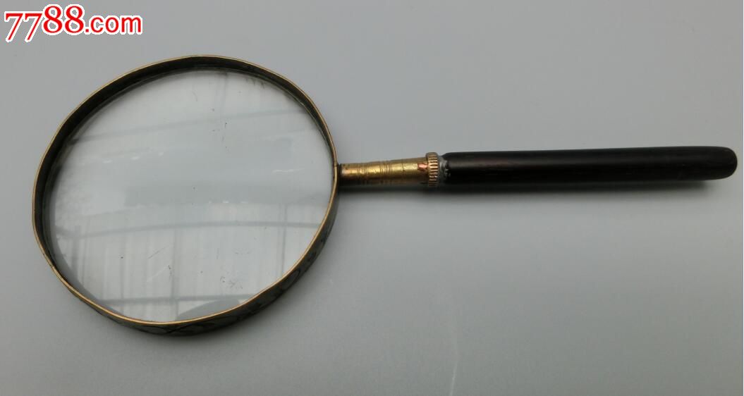 分外妖娆,刻铜缠枝莲,老酸枝红木柄,民国火镜放大镜